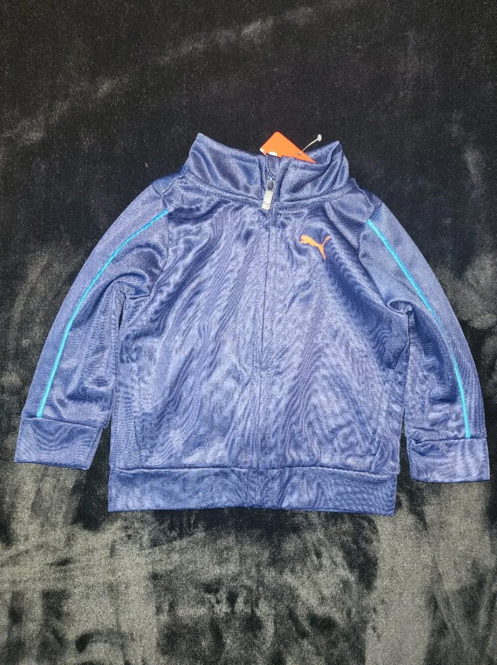 Puma Navy Blue Kids Track Set with Teal Accents